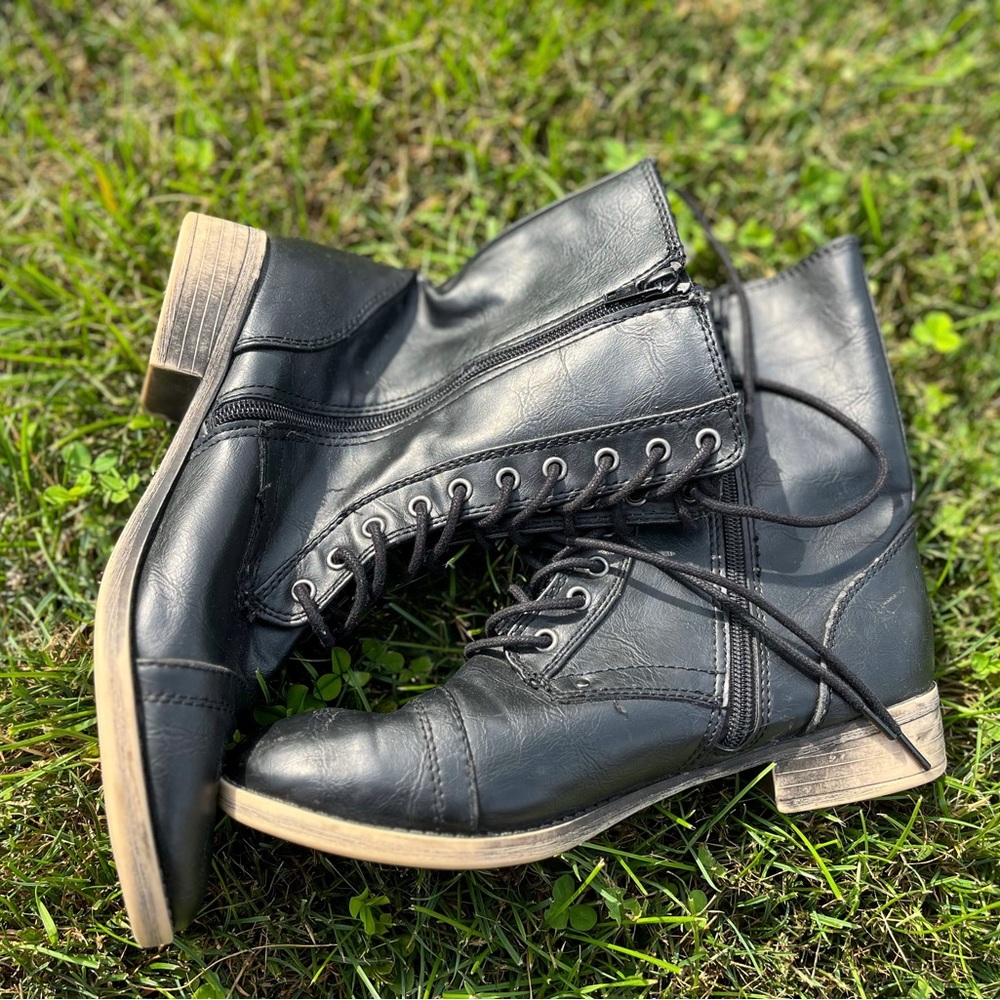 Rampage Faux Leather Combat Boots
